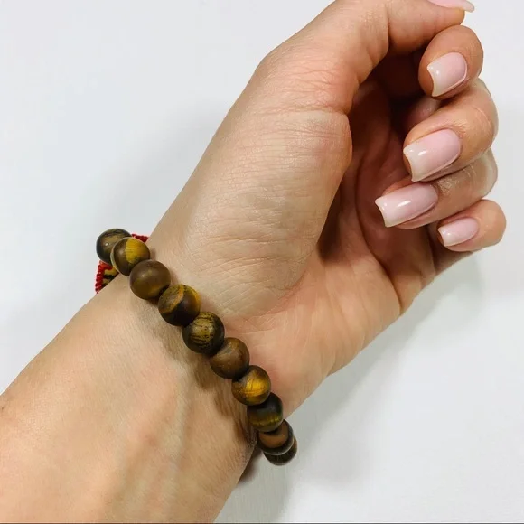 Handmade seed and stone beads stretch bracelet - Picture 4 of 4